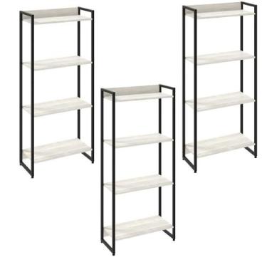 Imagem de Kit 3 Estantes Multiuso Escritório Industrial 4 Prateleiras Areta 145x
