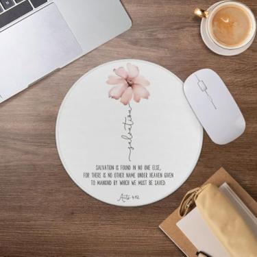 Imagem de Mouse pad cristão, verso bíblico floral rosa para mesa, escritório, dormitório, computadores, acessórios para laptop, presentes religiosos para mulheres, 19 x 19 cm