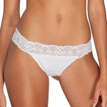 Imagem de Calcinha Fio Dental Cotton Sloggi 27124 Com Renda, M, Branco