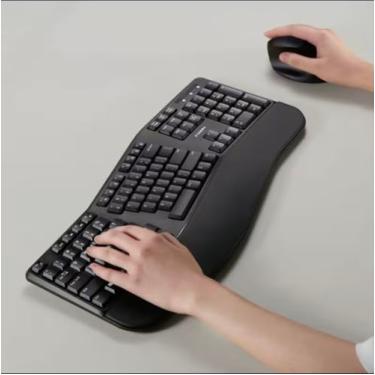Imagem de FOPETT Teclado ergonômico sem fio para PC, combo de teclado e mouse sem fio de tamanho completo de 2,4 G, teclado dividido natural confortável para Windows, computador, desktop, laptop