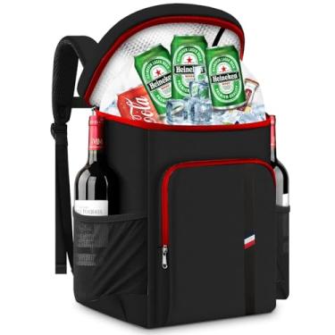 Imagem de Mochila Bolsa Térmica Cooler Grande para Cerveja e Refri 23L Gelo Praia (Preto/Red)