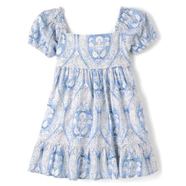 Imagem de Gymboree Vestidos de verão de linho para bebês e meninas, Bolha de aura azul, 12-18 Meses