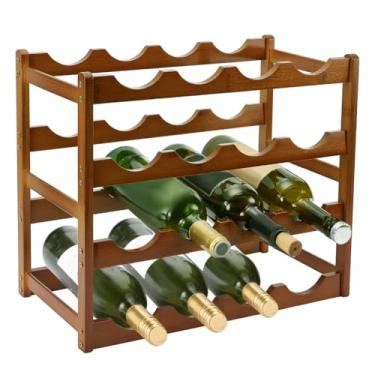 Imagem de UNICRAFTALE Rack de vinho de 3 andares, armazenamento independente para 16 garrafas, suporte de vinho de fácil montagem, prateleira de armário para cozinha, despensa, sala de jantar, decoração de bar
