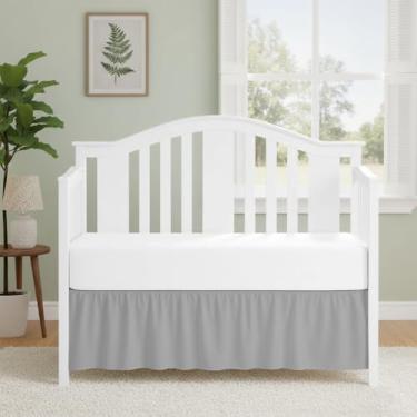 Imagem de Saia para cama de berço de luxo 71 cm x 132 cm com queda de 35 cm, macia e respirável, com babados, serve para berços e crianças pequenas, tecido de microfibra, babados, saia para bebês meninos ou