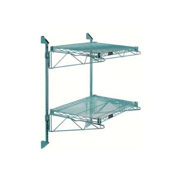 Imagem de Quantum WC34-CB1830P Suporte de parede de prateleira dupla revestida com epóxi com (2) prateleiras (2) hastes de 86 cm (4) braços e (4) suportes de montagem para armazenamento de armazém | 76 cm L x