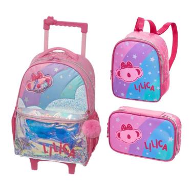 Imagem de Kit Mochila De Rodinhas + Lancheira + Estojo Lilica Ripilica Super Star Pacific