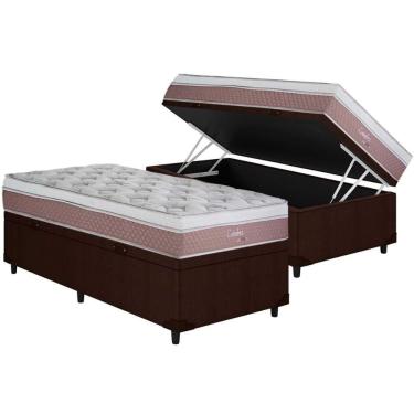 Imagem de Cama Box Baú Solteiro: Colchão Molas Masterpocket Ensacadas Herval Maxspring Coimbra + Base Crc Courano Brown (88x188)
