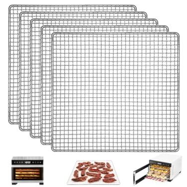 Imagem de GWYSY Bandejas de malha de desidratador para desidratador de alimentos COSORI 5 bandejas de aço inoxidável máquina de secar, 24 x 23 cm x 0,8 cm, acessórios para desidratador de alimentos, peças de