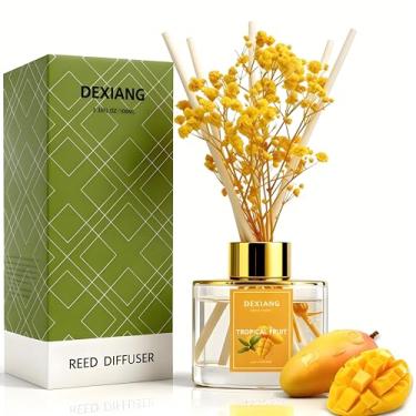 Imagem de Conjunto de difusor de palheta - 100 ml de óleo essencial de frutas tropicais com 6 palitos de palheta | Aromaterapia de longa duração para casa, banheiro, decoração de escritório