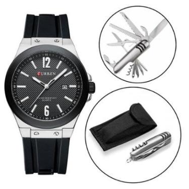 Imagem de Kit Relógio Masculino Quartzo Original Curren + Acessório Aço-Masculino