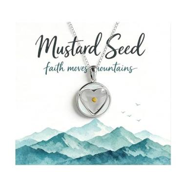 Imagem de Peraca Cris Colar de semente de mostarda para mulheres, pingente de coração cristão, ouro, prata, minimalista, joia diária para presente, Large, Zinco, Sem Pedra Preciosa