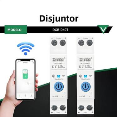 Imagem de Disjuntor Inteligente WIFI 40A DC Para Trilho DIN Com Controle Remoto 