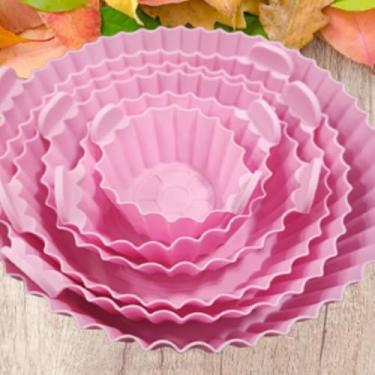 Imagem de Kit 6 Formas de Silicone para Air Fryer | Moldes Antiaderentes em Tamanhos Diferentes | Acessório Reutilizável para Fritadeira Elétrica até 230°C(ROSA)