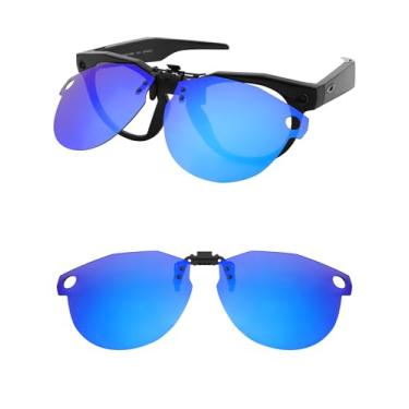 Imagem de HILEEN Óculos de sol polarizados Flip-up Clip-on para Oakley Meta HSTN OW8002 51 mm para homens e mulheres proteção UV - azul gelo