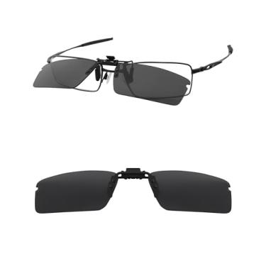 Imagem de HILEEN Óculos de sol polarizados Flip-up Clip-on para Oakley Top Spinner 4B OX3136 53 mm para homens mulheres proteção UV - preto