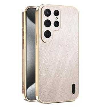 Imagem de Capa de couro galvanizado para Samsung Galaxy S26/S26 Plus/S26 Ultra, design fino e leve de luxo com cobertura protetora de lente tudo incluída (dourado, 26 Plus)