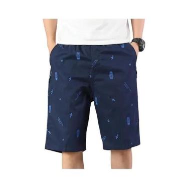 Imagem de Bermuda Casual Leve De Verão Para Homens, Estilo Baggy Com Estampa, Sh