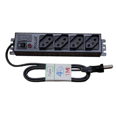 Imagem de Filtro De Linha 4 Tomadas Cabo De 1 Metro Metálico Extensão Régua Protetor Energia Elétrica Profissional Com Fusível Bivolt 110 127 220 Fiolux Powerlink 110V 127V 220V Corpo em Metal 1M