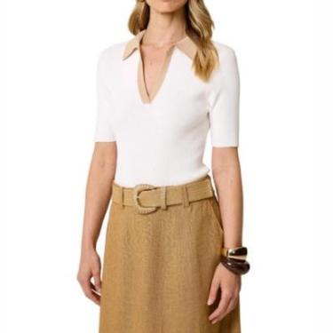 Imagem de Blusa Feminina Dudalina MC Slim Fit Tricot Mara Creme 77060-Feminino
