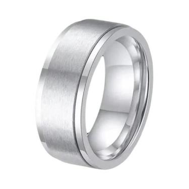 Imagem de Alianças De Casamento Em Aço Inoxidável 8MM Com Borda Polida E Acabame