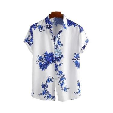 Imagem de Camisa Floral Havaiana Masculina plus Size De Secagem Rápida Manga Cur
