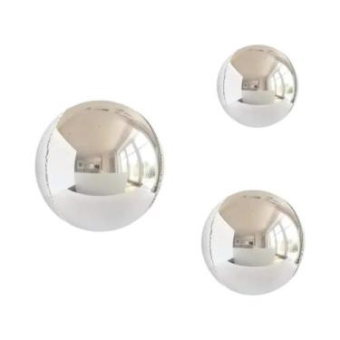 Imagem de Balão Metalizado 4D Prata E Dourado 32 Polegadas Para Decoração De Ani