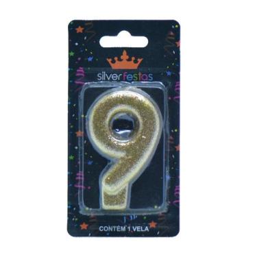 Imagem de Vela de Aniversário Dourada N9 Silver - Silver Festas
