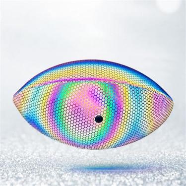 Imagem de Bola de Futebol Holográfica Reflexiva Brilhante e Luminosa Rugby PU para Uso Interno Legal Meninos Meninas Homens Mulheres Ideal Compartilhamento em Mídias Sociais