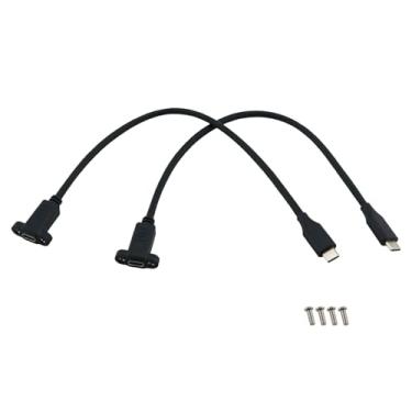 Imagem de BLLNDX 2 peças USB-C 3.1 macho para fêmea cabo de extensão de montagem em painel 0,3 m/1 pés Gen2 10Gbps cabo de transferência de alta velocidade para celular, tablet, adaptador de extensão de porta