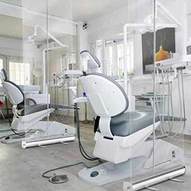 Imagem de Divisória de separação portátil - 120 cm x 199 cm protetor contra espirros de chão e barreira de isolamento para escritório, balcão e eventos - Suporte de faixa de lona de proteção de PVC