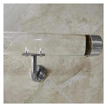 Imagem de Escada de acrílico transparente, barras de apoio antiderrapantes, comprimentos ajustáveis de 0,5 m a 6,5 m, design sem barreiras para apartamentos/porões/garagens, kit de fixação prata incluído (365