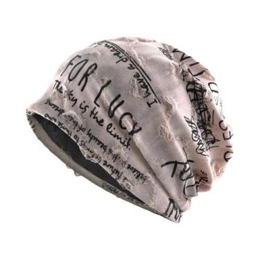 Imagem de Gorros Unissex Vintage Com Estampa De Letras Desgastadas, Forrados Com