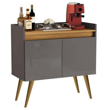 Imagem de Aparador Buffet Sala Gold 2 Portas com Pés de Madeira Maciça - Móveis 