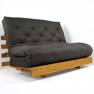 Imagem de Sofá Cama Casal Futon Tokio Chumbo Acquablock Madeira Maciça Cor Mel