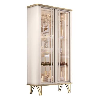 Imagem de Cristaleira évora Off White-champanhe 2 Portas De Vidro Hb Móveis Off White-champanhe