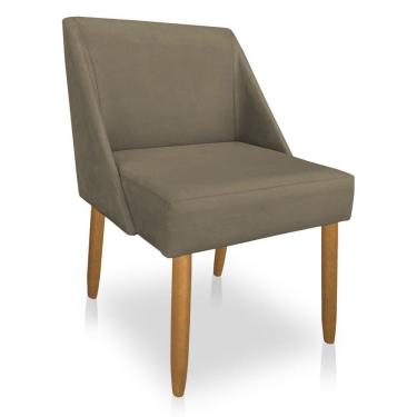 Imagem de Cadeira Poltona Juliana Suede Marrom Rato Pés Palito Castanho