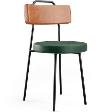 Imagem de Cadeira Decorativa Estofada Para Sala De Jantar Barcelona L02 Couríssimo Camel Facto Verde