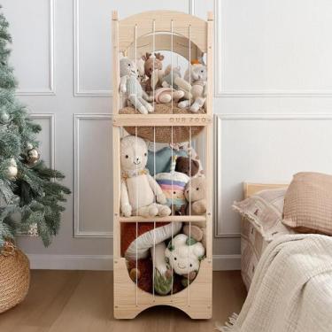 Imagem de Organizador de armazenamento de animais de pelúcia Fodoss Wooden com r