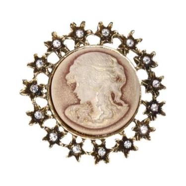 Imagem de Broche De Cabeça Feminino Com Strass E Personagem, Alfinete De Lapela 