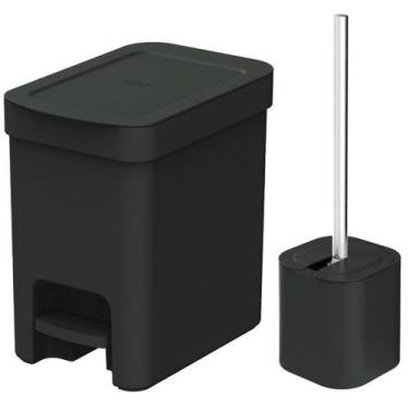 Imagem de Conjunto de Banheiro Lixeira de Pedal Com Aro Interno 6L e Escova Sani