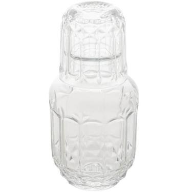 Imagem de Garrafa Lyor 500ml Moringa Vidro Cristal Sortido com Copo Tampa 145ml 