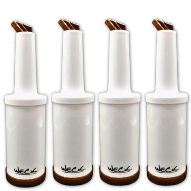 Imagem de Kit 4 Garrafa Plástica Store'n Pour 1L Marrom Weck Coquetelaria Bar De