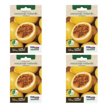 Imagem de Kit 4x Sementes De Maracujá Redondo Amarelo Alta Germinação - Topseed