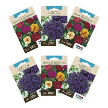 Imagem de Kit 3 Sementes Lobélia + 3 Flor Onze Horas Dobrada Para Vaso - Topseed