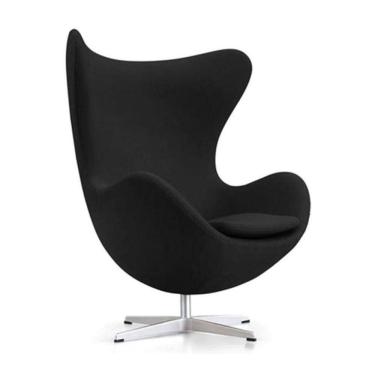 Imagem de Poltrona Egg Sem Puff Base Alumínio Em Sued Preto
