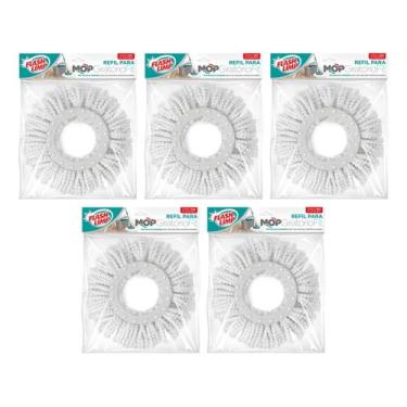 Imagem de Kit 5 Refil Esfregão Mop Giratório Fit Flash Limp Alta Absorção