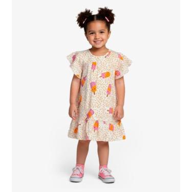 Imagem de Vestido Infantil Com Manga Godê Select Laranja, 6, Laranja
