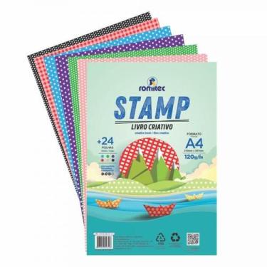 Imagem de Livro criativo stamp A4 120g Romitec com 24 fls estampadas