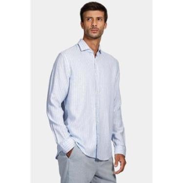 Imagem de Camisa Aramis Manga Longa Viscolinho Listrado Azul Claro-Masculino