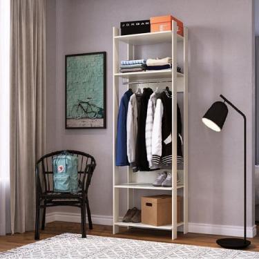 Imagem de Closet Aberto Guarda Roupa Roupeiro com Cabide Off White OW - Completa